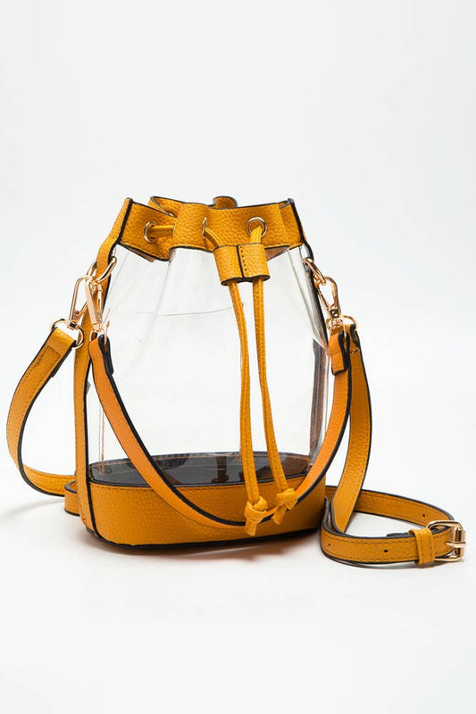 Clear Crossbody Stadium Bucket Bag: Red