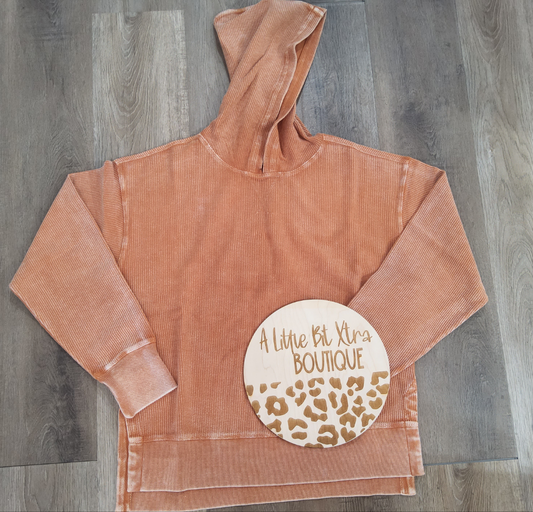 Bronze hooded corded crew