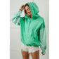 COLOR BLOCK ELASTIC HEM FLEECE HOODIE: PERIWINKLE MULTI / S