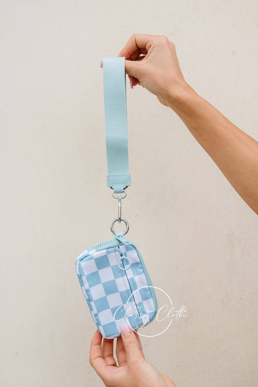 Willow Wristlet Wallet - Aqua Checkered RTS