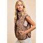 LEOPARD PRINT PIPING DETAIL QUILTED VEST: LEOPARD/BLACK / S