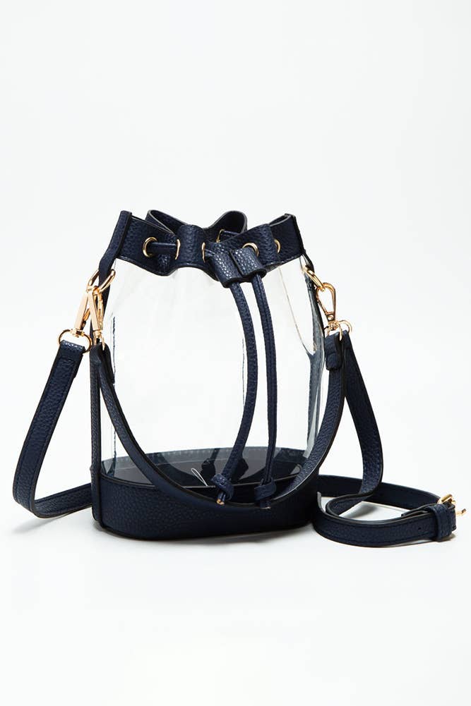 Clear Crossbody Stadium Bucket Bag: Royal Blue
