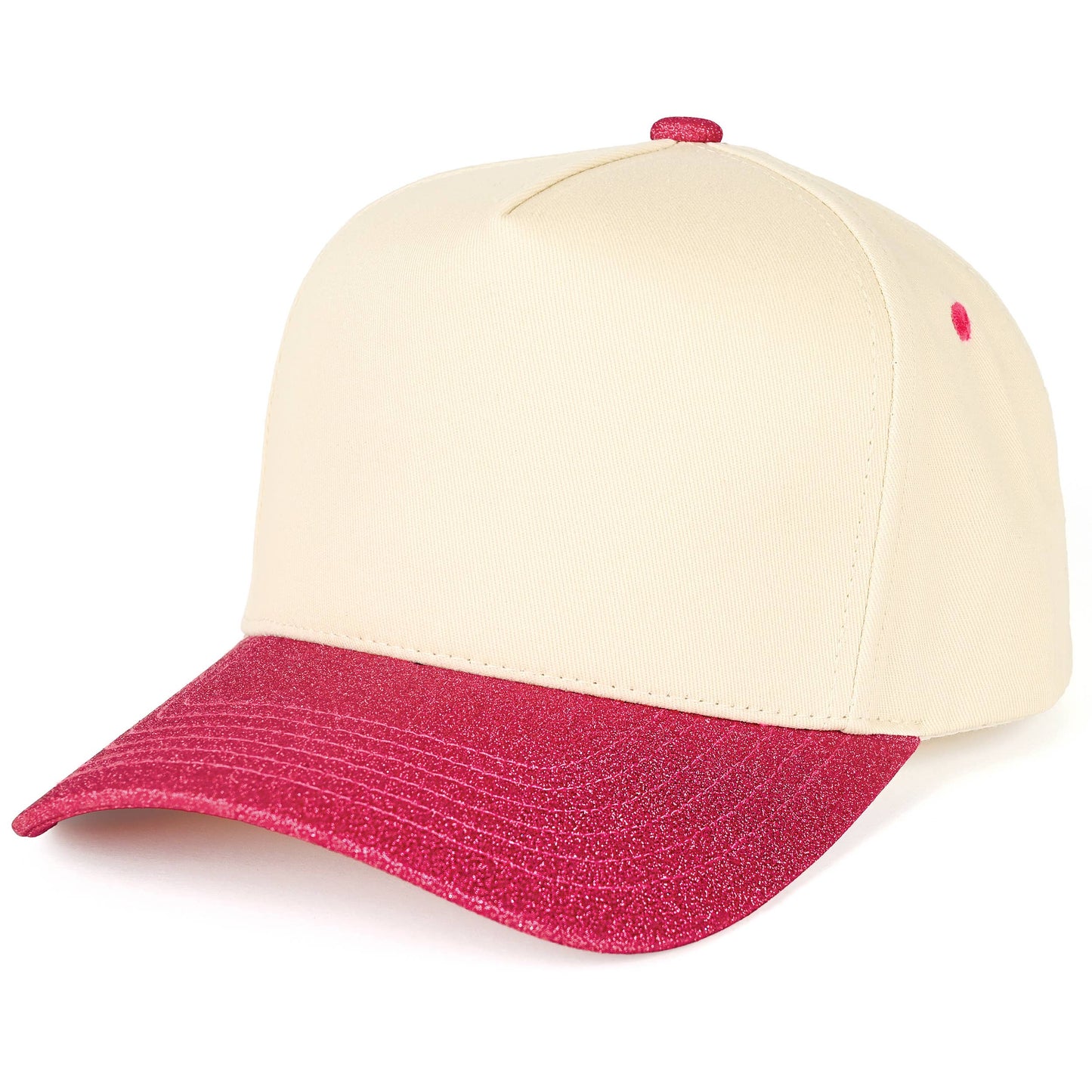 C.C Glitter Brim Two Tone Trucker Hat: Black