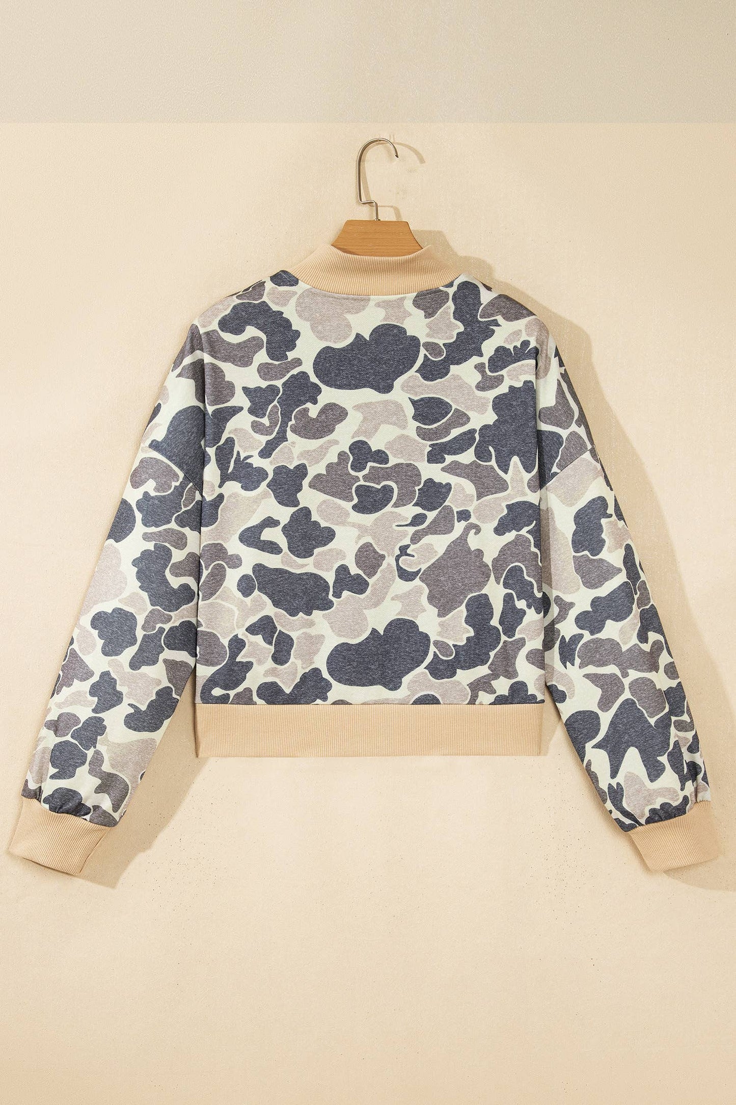 66 Fall 2026 Camo Color Block Trim Zip Bomber Jacket (S-XL): Multicolour / S