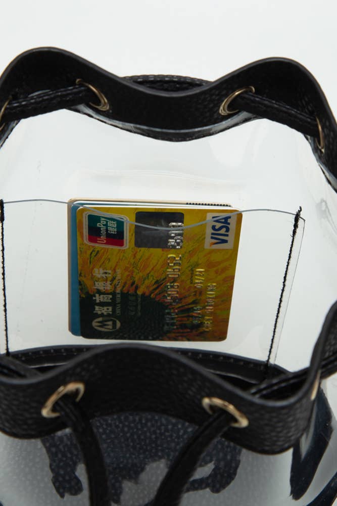Clear Crossbody Stadium Bucket Bag: Gray