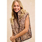 LEOPARD PRINT PIPING DETAIL QUILTED VEST: LEOPARD/BLACK / S