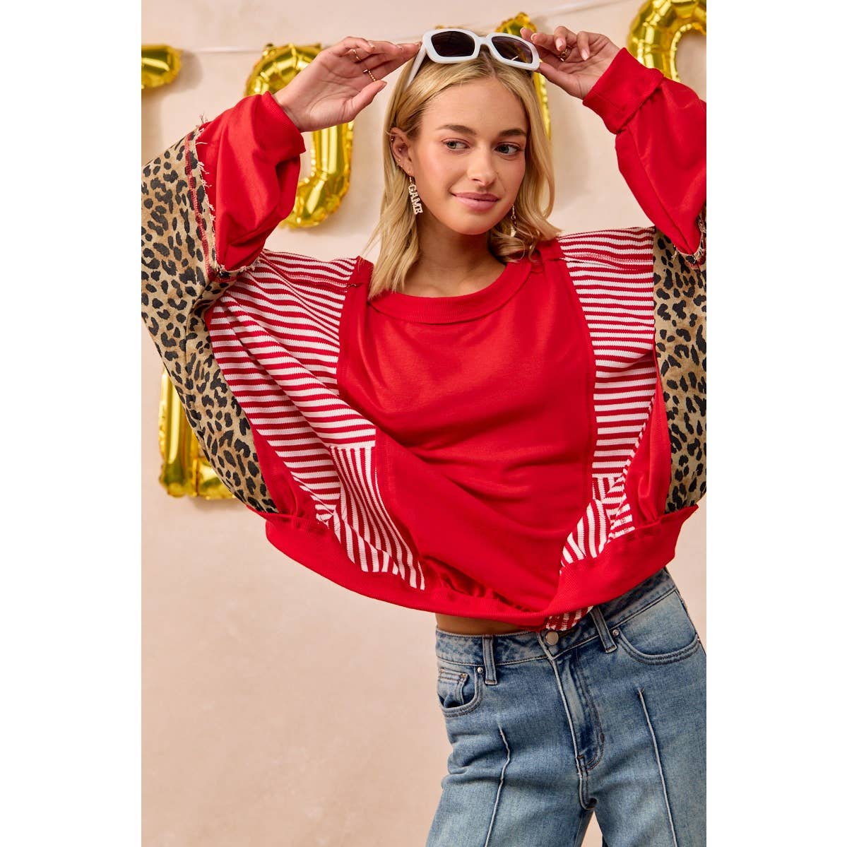 GAMEDAY THEME STRIPE MIX AND MATCH TOP: RED / L