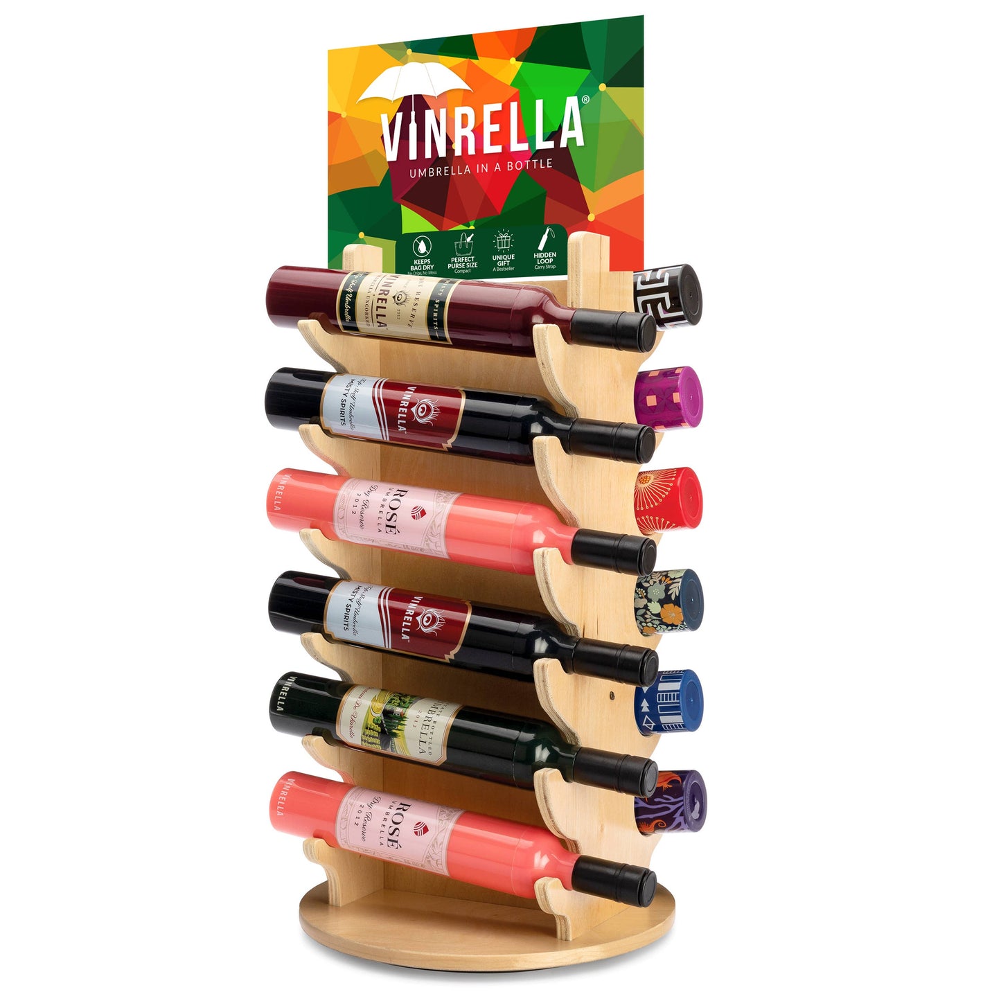 Vinrella Display 300-C Rotating, holds 12 bottle umbrellas
