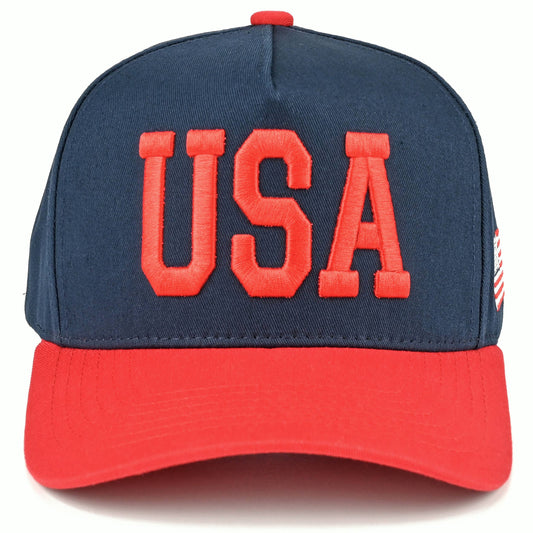 C.C Two-Tone Flag Letter on Two Tone Trucker Hat: Red/Navy