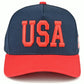 C.C Two-Tone Flag Letter on Two Tone Trucker Hat: Red/Navy