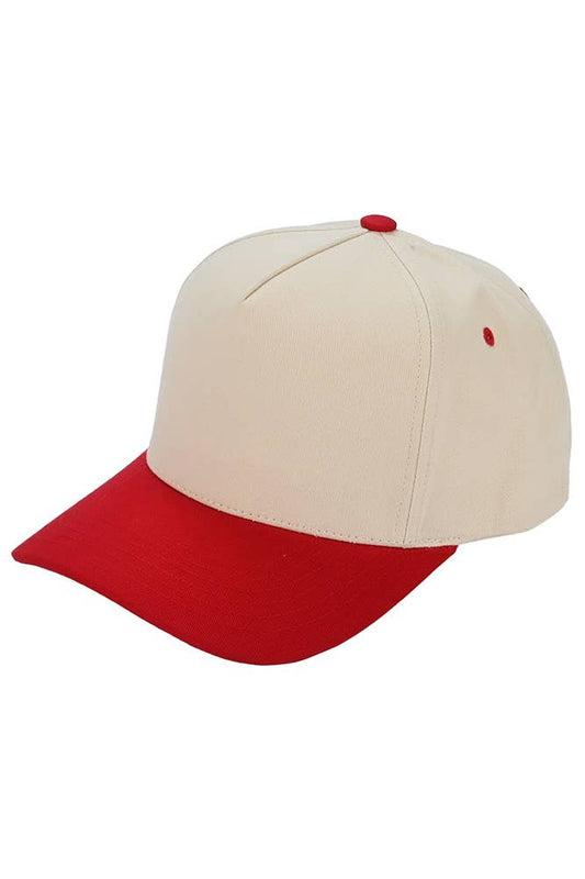 C.C Two Tone Canvas Trucker Hat Baseball Cap: Red
