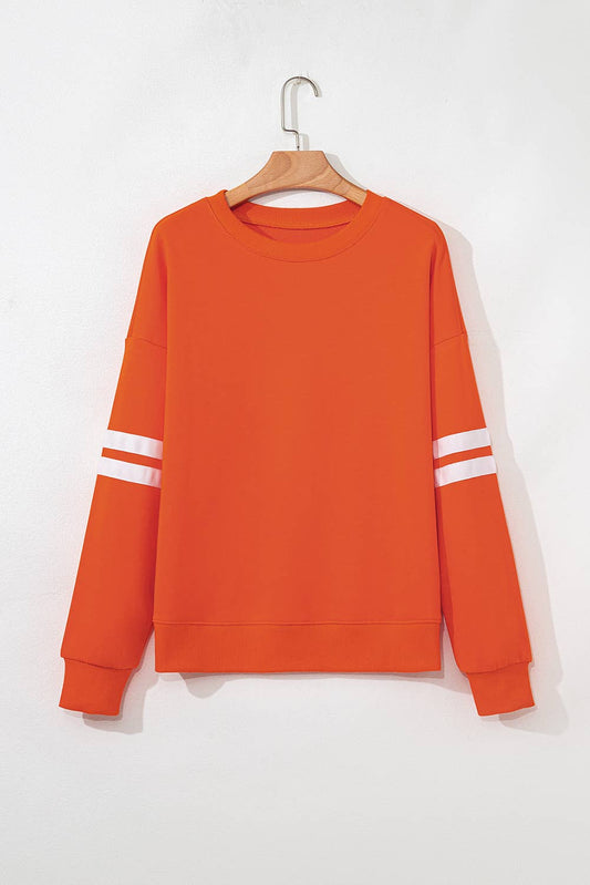 66Love Varsity Striped Plus Size Oversized Sweatshirt : Orange