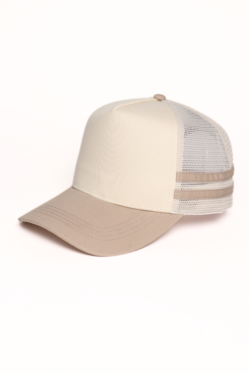 Retro Stripe Mesh Trucker Cap: Black