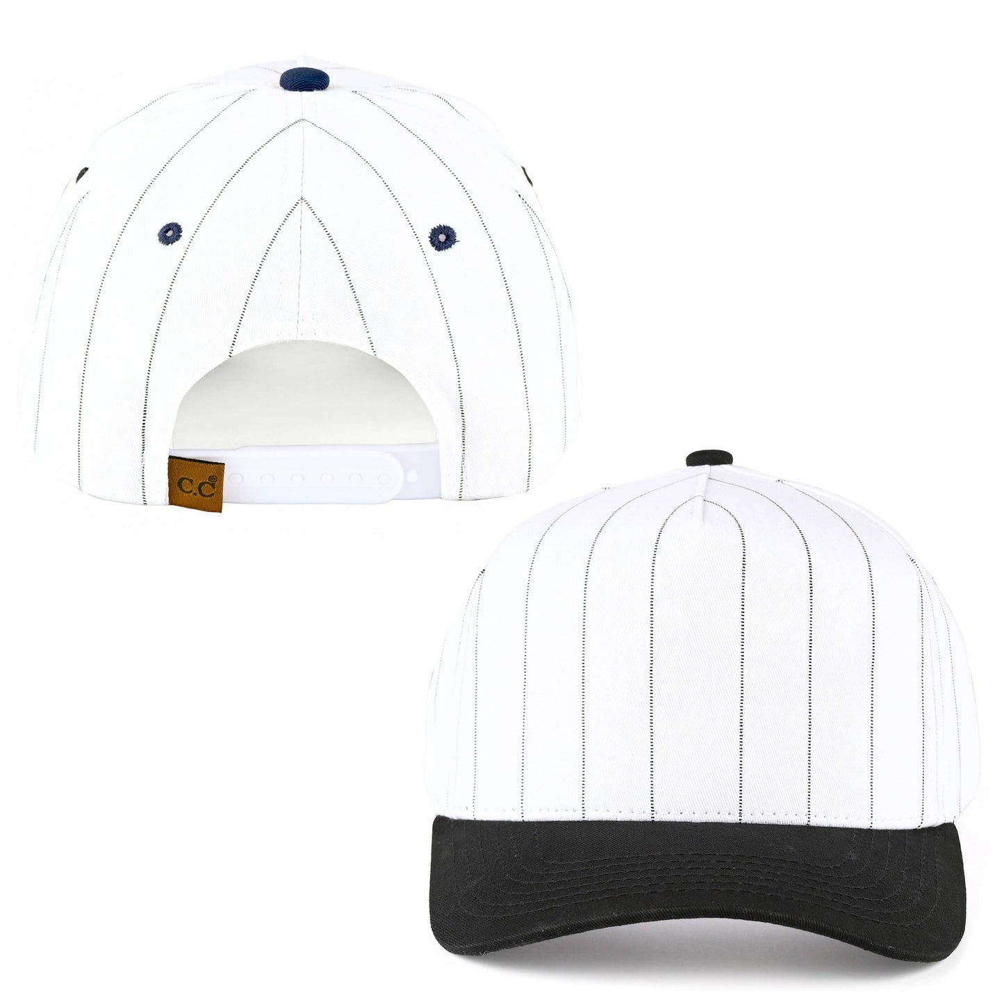 C.C Pinstripe Pain Two Tone Trucker Hat Baseball Cap: Black