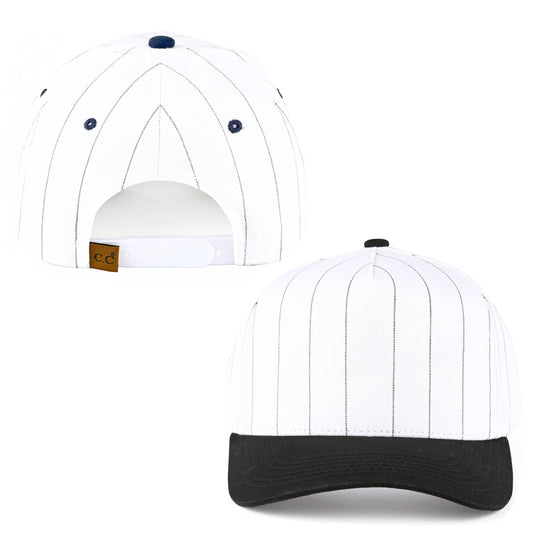 C.C Pinstripe Pain Two Tone Trucker Hat Baseball Cap: Black