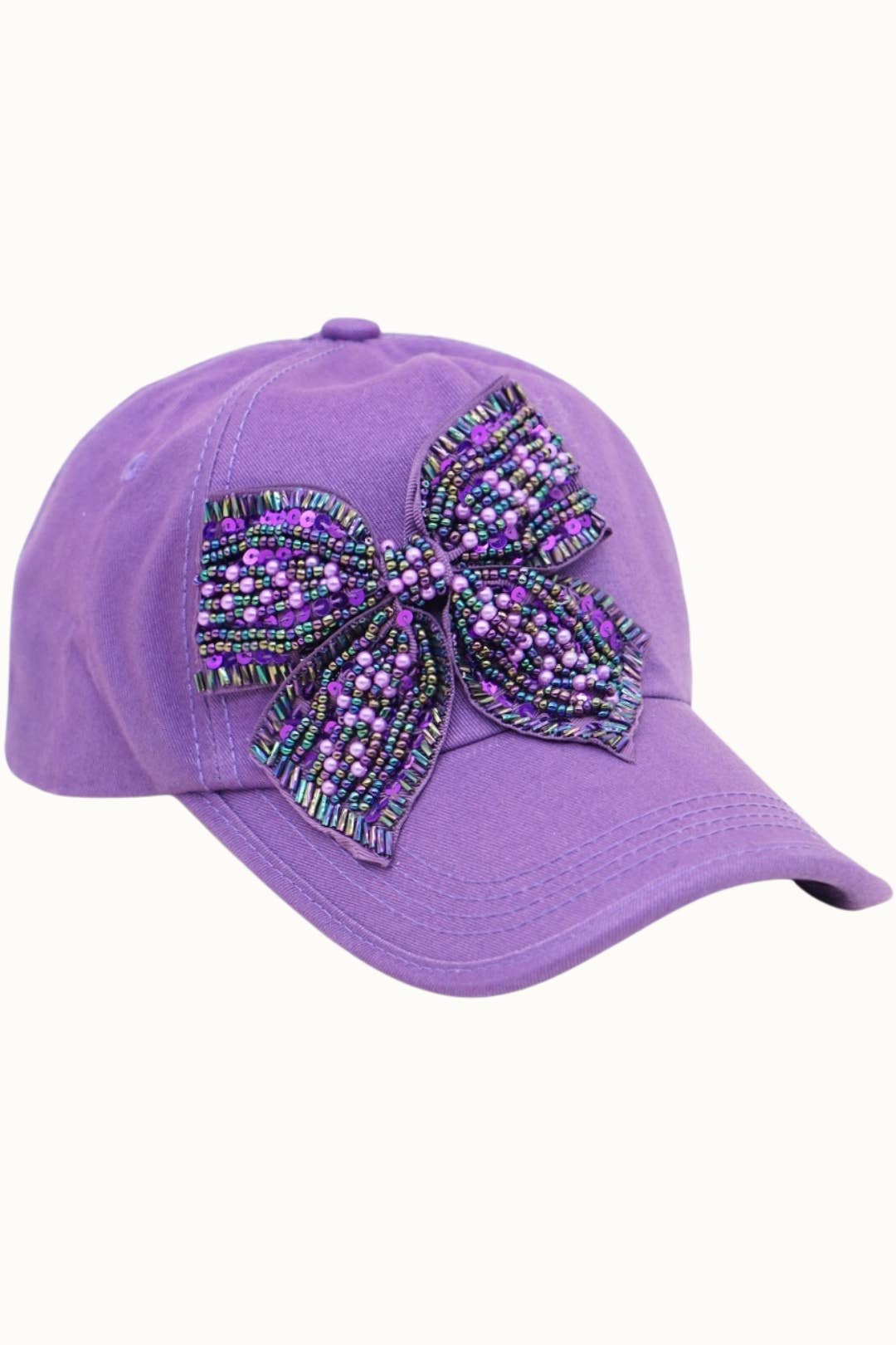 Bejeweled Bow Pearl Bling Glitz Ponytail Cap, Adjustable
: Red
