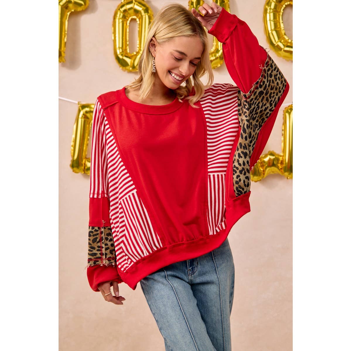 GAMEDAY THEME STRIPE MIX AND MATCH TOP: BLACK / M