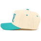 C.C LAKE Letter Embroidered Two Tone Trucker Hat: Sky Blue/White