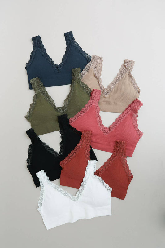 Trendy Lace Trim Bralette : White