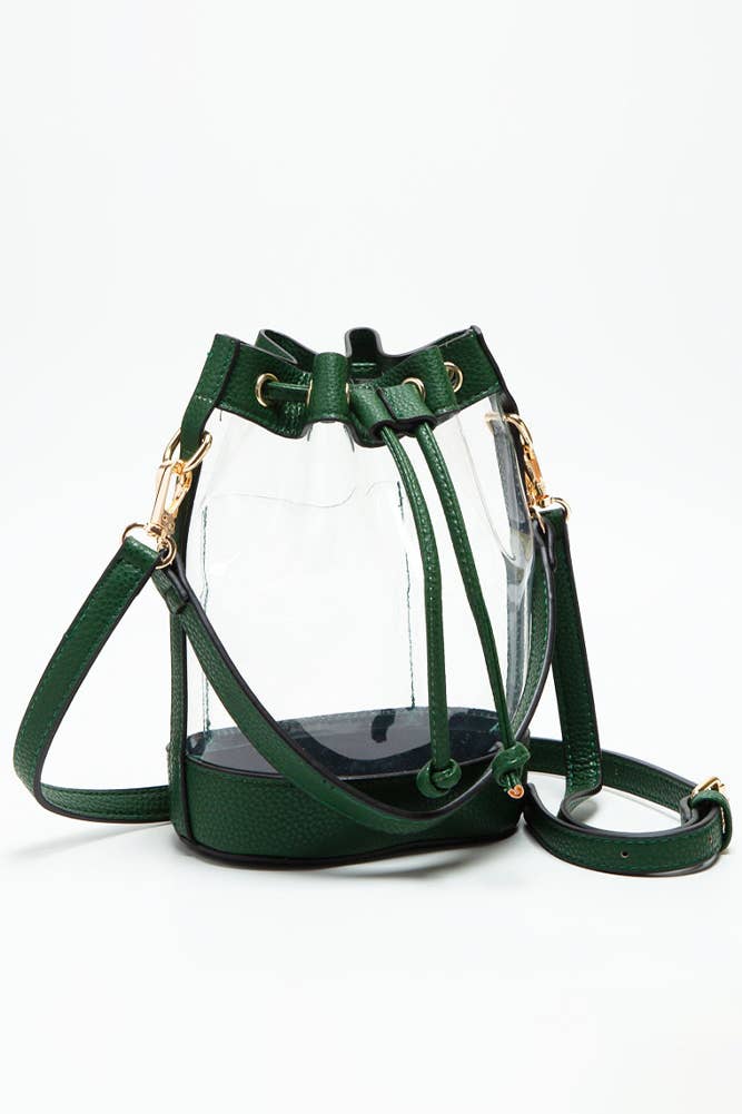 Clear Crossbody Stadium Bucket Bag: Red