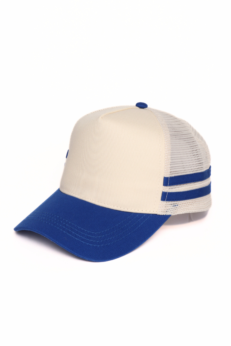 Retro Stripe Mesh Trucker Cap: Black