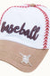 Baseball Stitched Themed Embroidery Baseball Cap: Tan