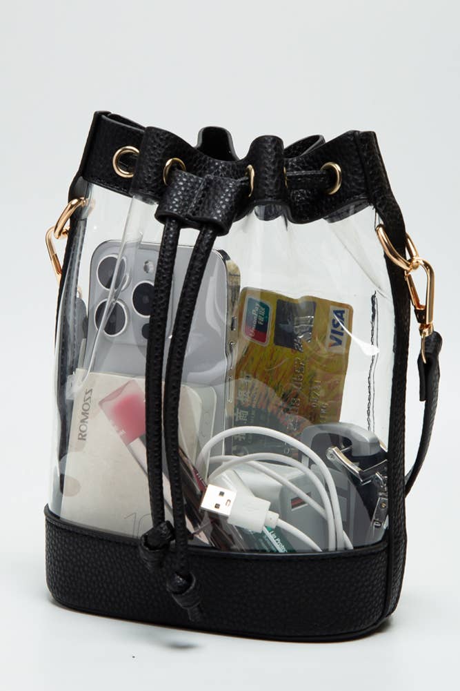 Clear Crossbody Stadium Bucket Bag: Royal Blue