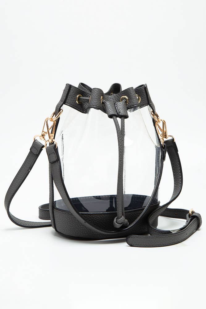 Clear Crossbody Stadium Bucket Bag: Red