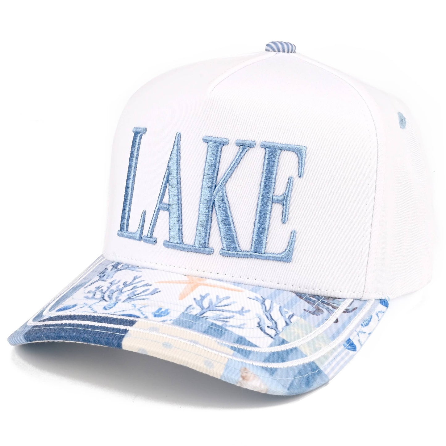 C.C LAKE Letter Embroidered Two Tone Trucker Hat: Turquoise