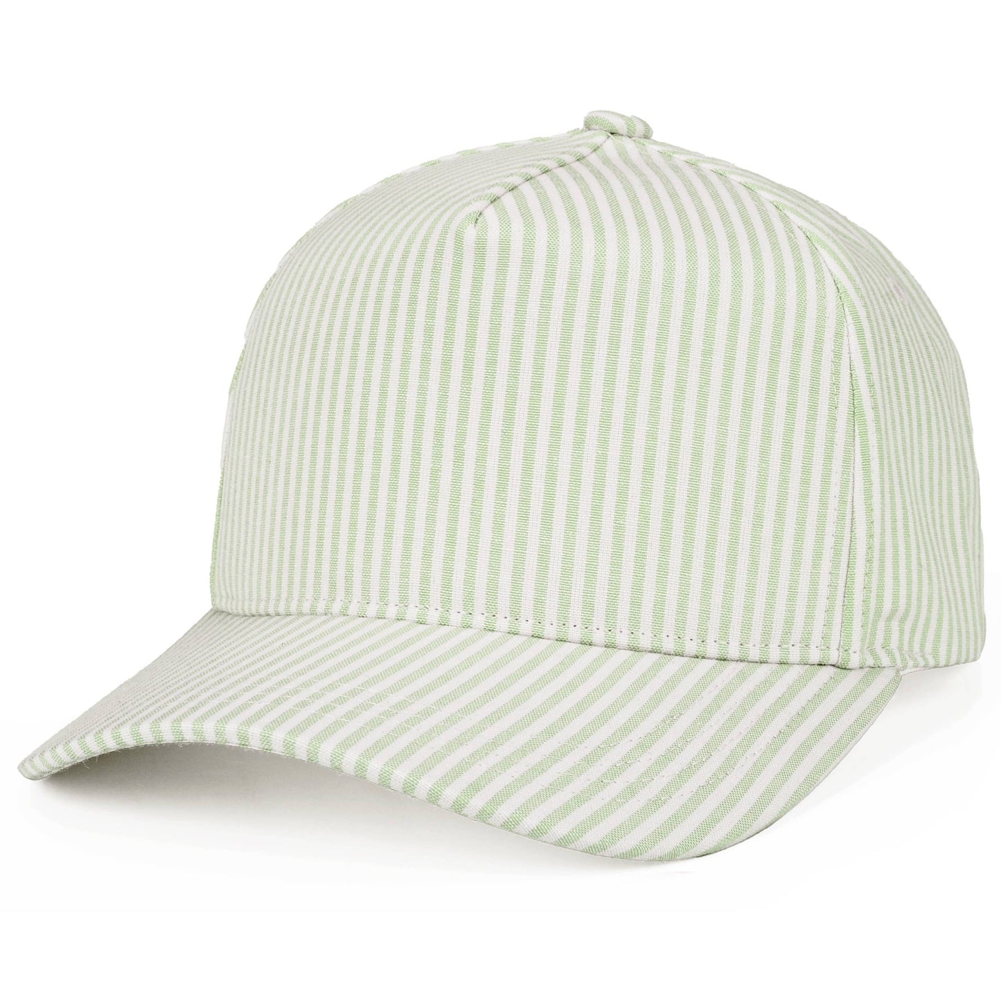 C.C Stripe Pattern Criss-Cross Ponytail Trucker Hat: Red