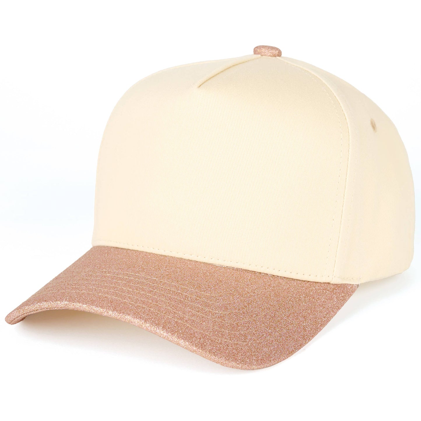 C.C Glitter Brim Two Tone Trucker Hat: Black