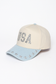 AMERICANA USA Patch Stars Embroidered Brim Two Tone Cap: Light Denim