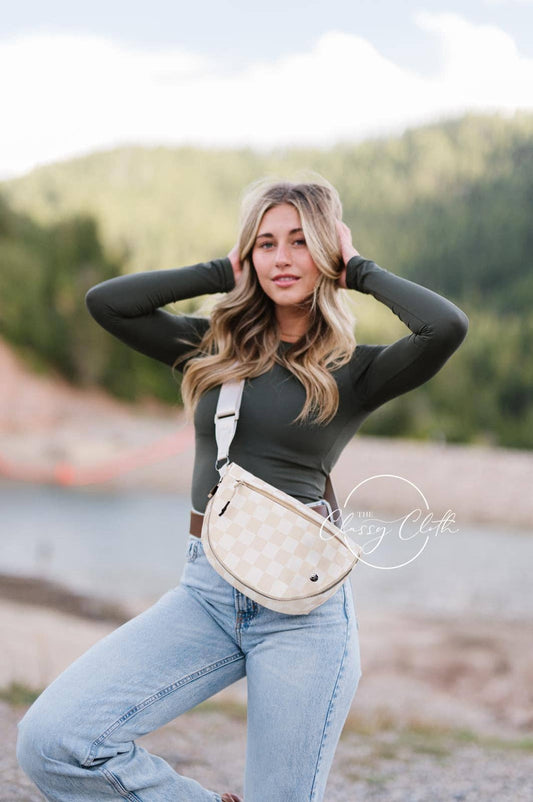 Margot Moon Belt Bag - Beige Checkered RTS