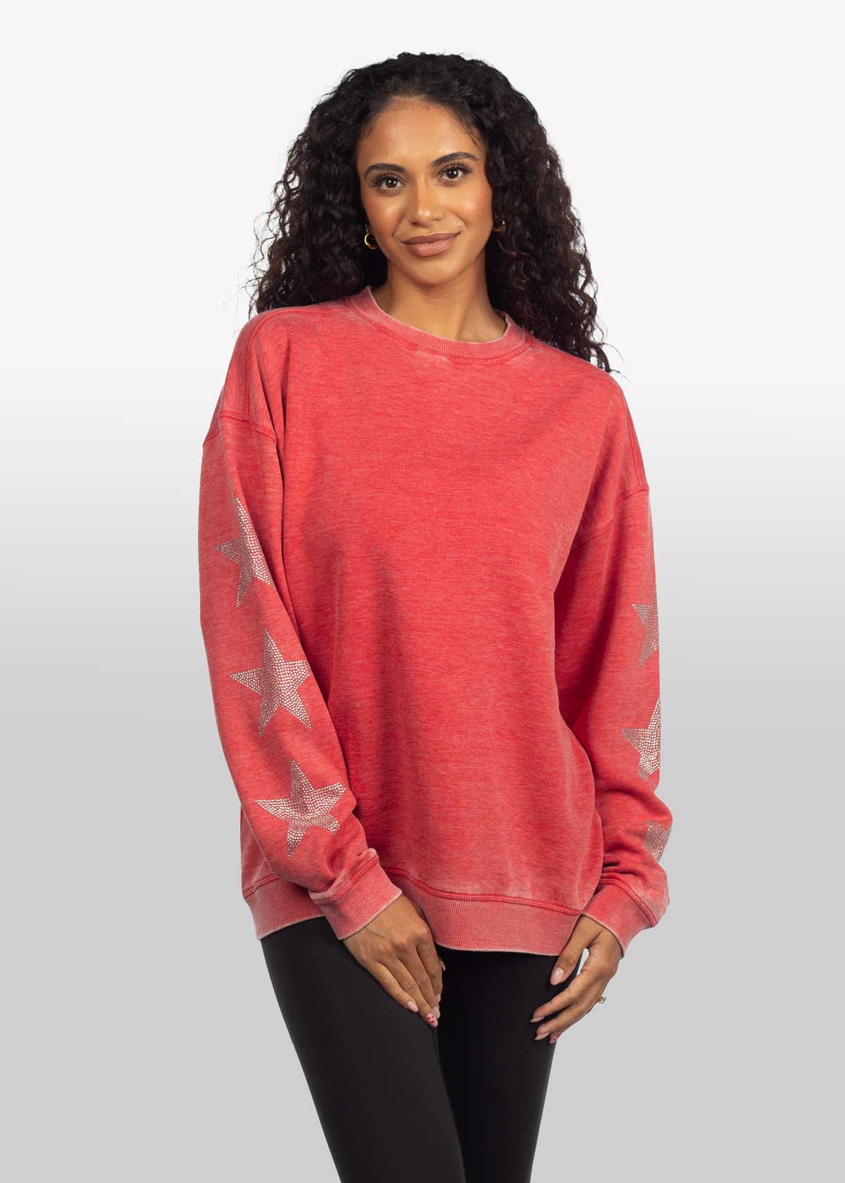 Burnout Crew with Rhinestone Stars Cardinal