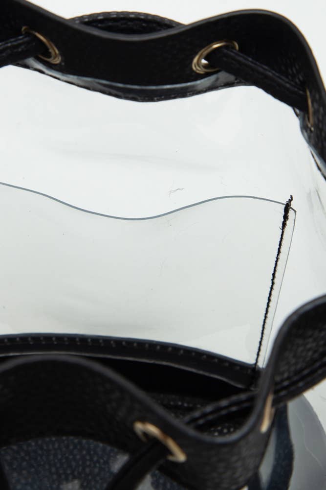 Clear Crossbody Stadium Bucket Bag: Red
