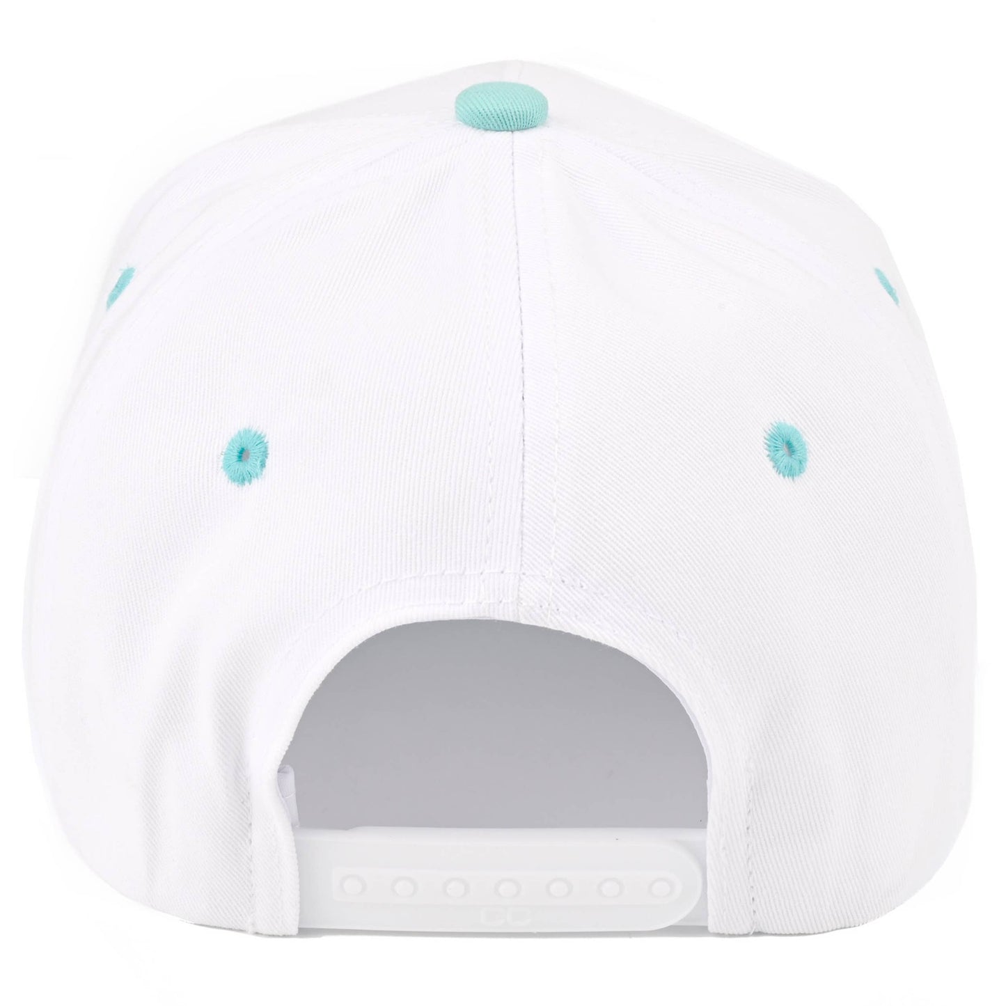 C.C LAKE Letter Embroidered Two Tone Trucker Hat: Sky Blue/White