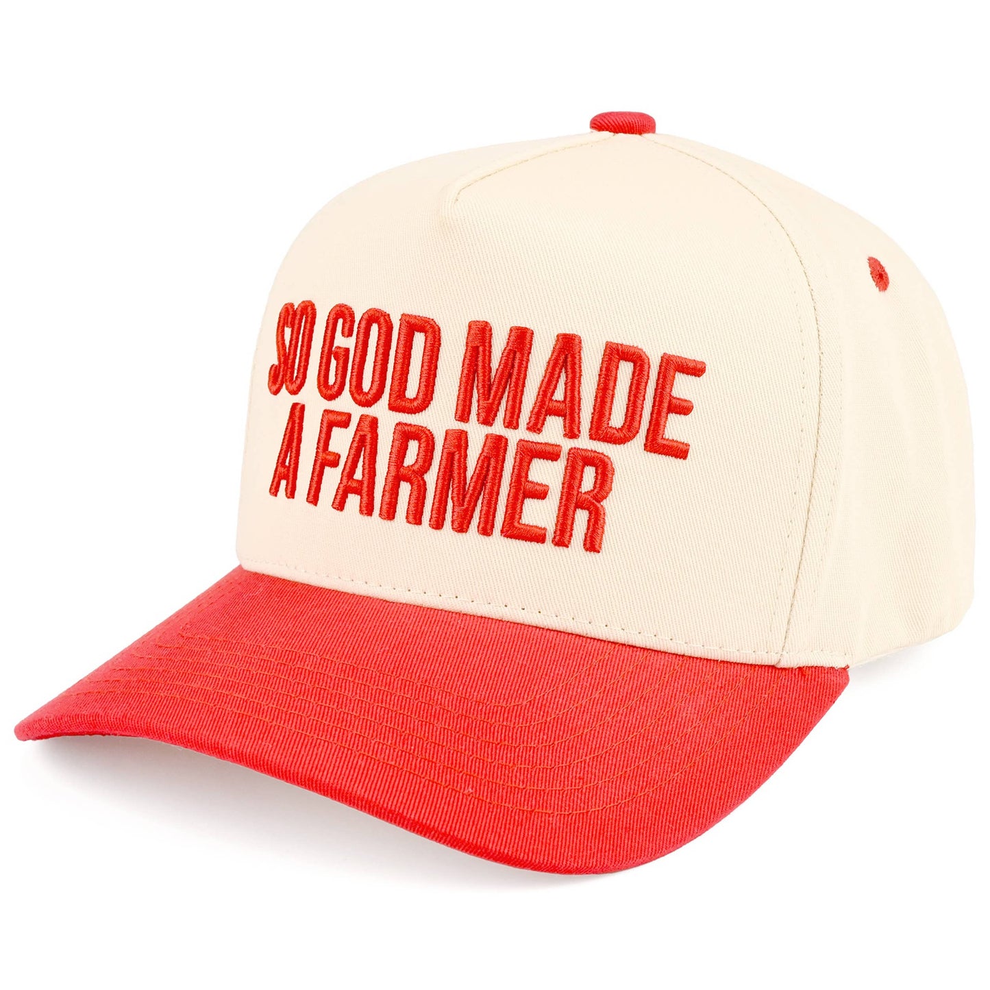 C.C SO GOD MADE A FARMER Letter Two Tone Trucker Hat: Dark Green