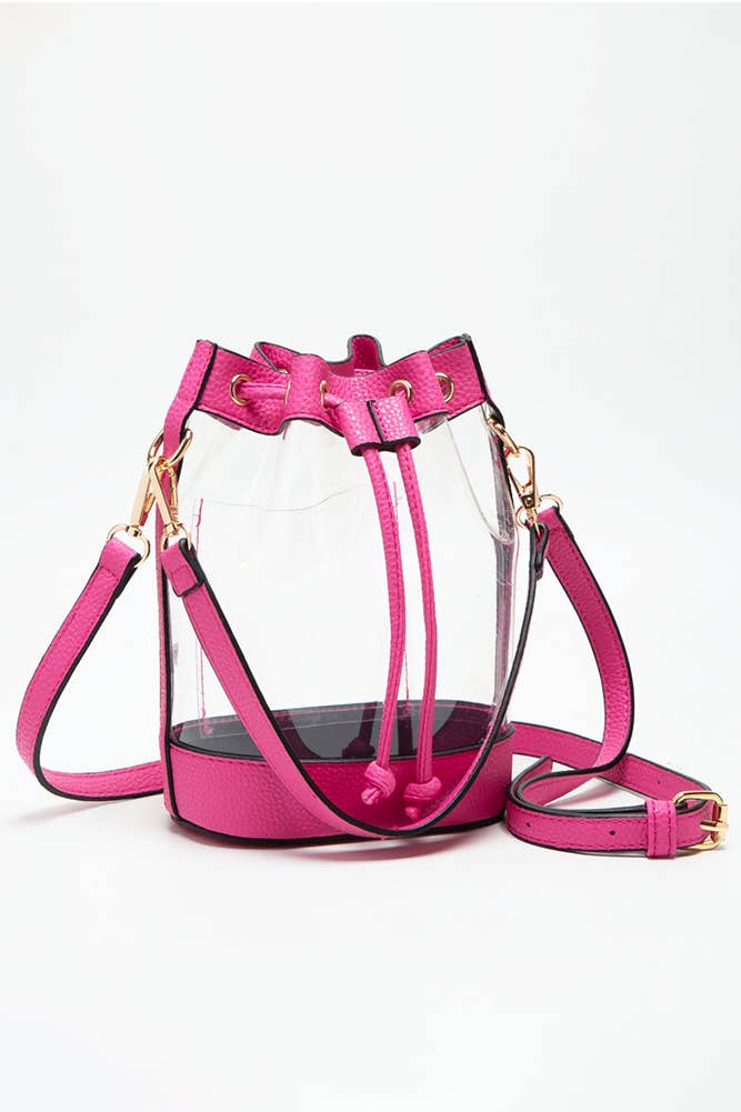 Clear Crossbody Stadium Bucket Bag: Black