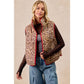 LEOPARD PRINT PIPING DETAIL QUILTED VEST: LEOPARD/BLACK / M