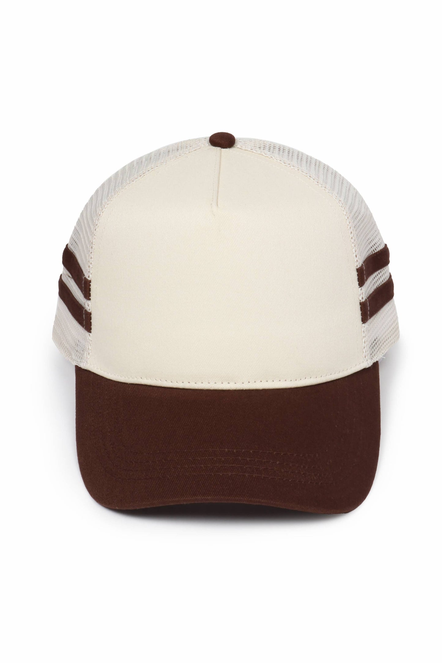 Retro Stripe Mesh Trucker Cap: Black
