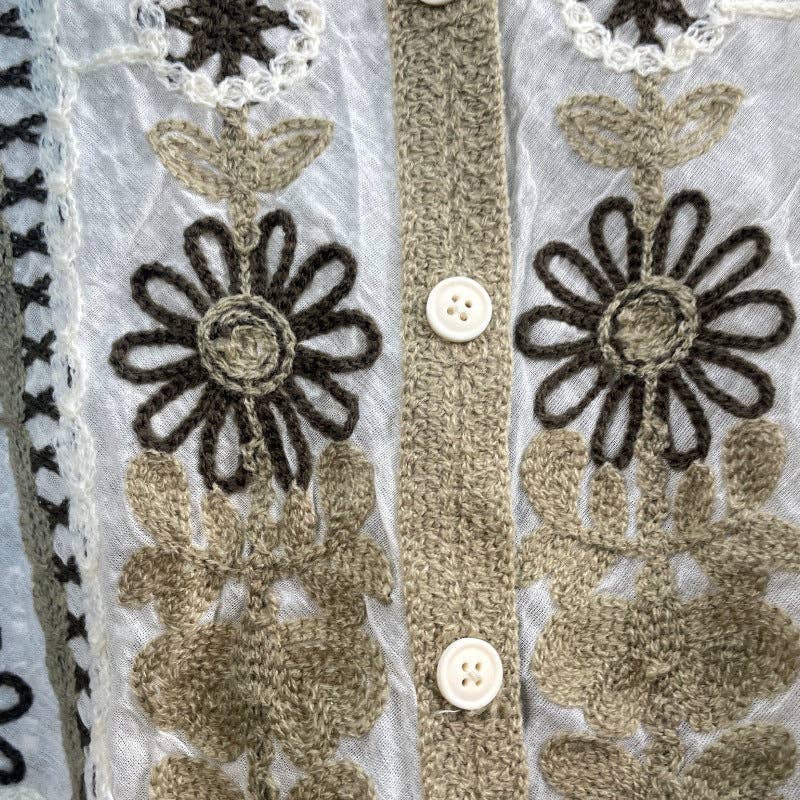 Black Vintage Hollow-Out Crochet Floral Vest