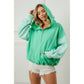 COLOR BLOCK ELASTIC HEM FLEECE HOODIE: PERIWINKLE MULTI / XL