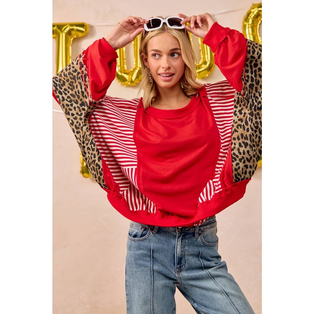 GAMEDAY THEME STRIPE MIX AND MATCH TOP: BLACK / S
