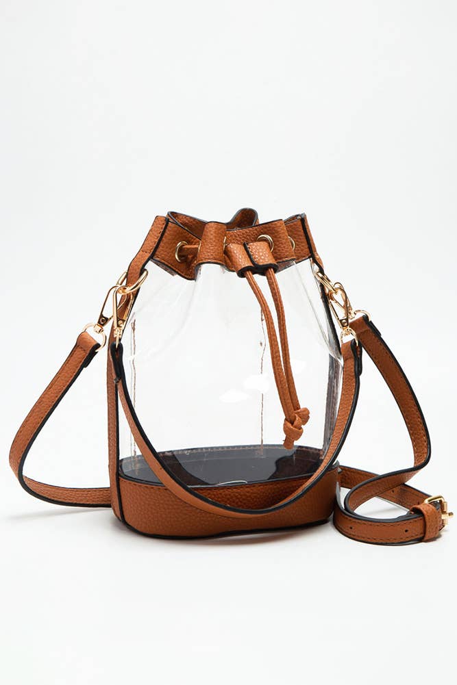 Clear Crossbody Stadium Bucket Bag: Gray