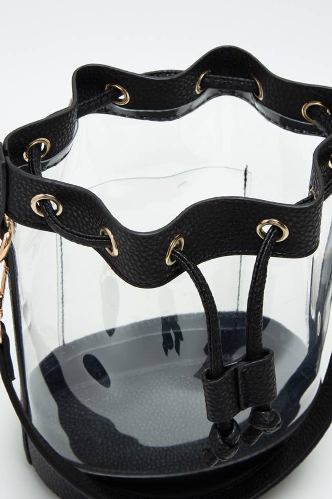 Clear Crossbody Stadium Bucket Bag: Gray