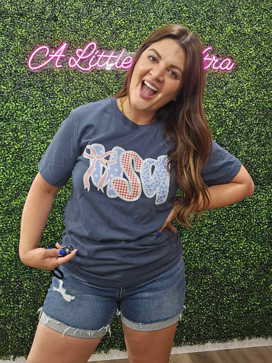 USA APPLIQUE GRAPHIC TEE
