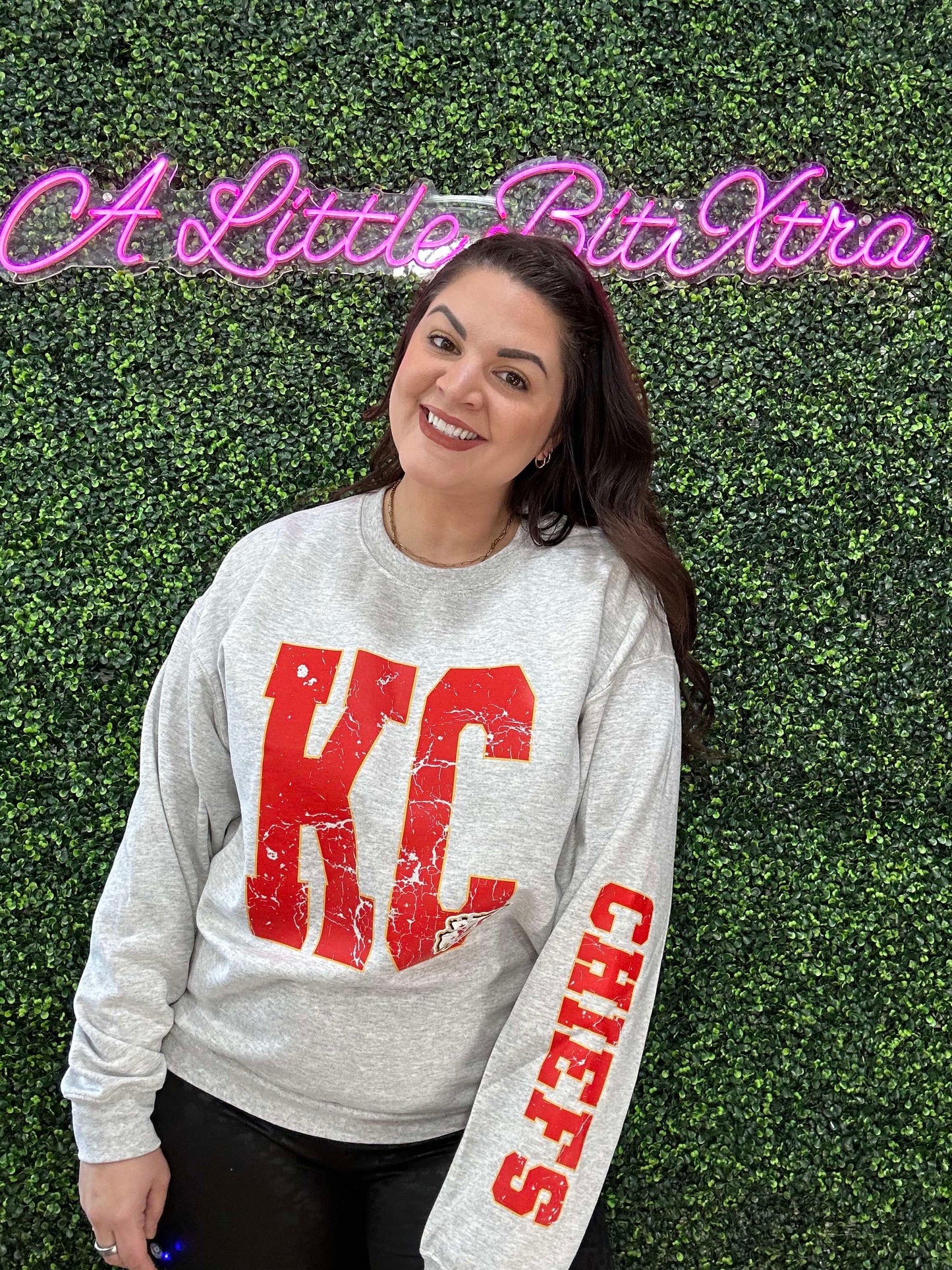 KC Chiefs Ash Sleeve Sweatshirt