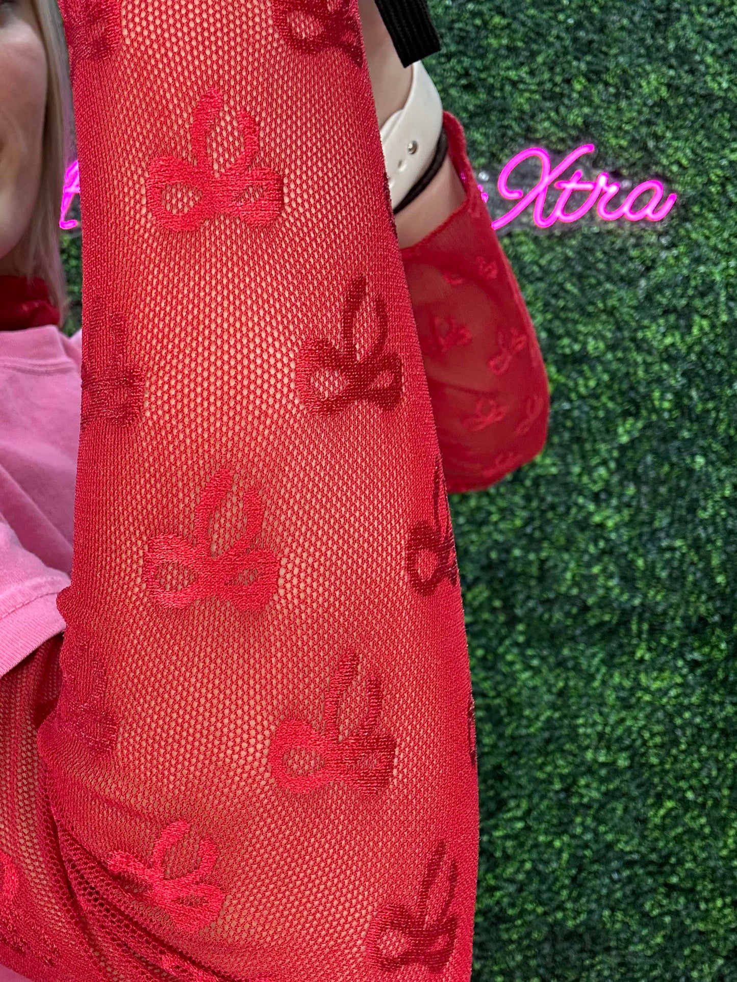 Bella Bow Maroon Mesh Top