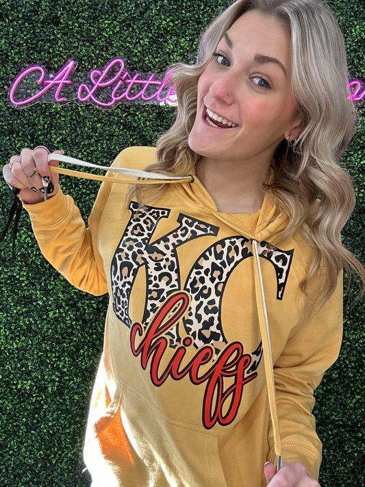 KC Chiefs Mustard/Leopard Hoodie