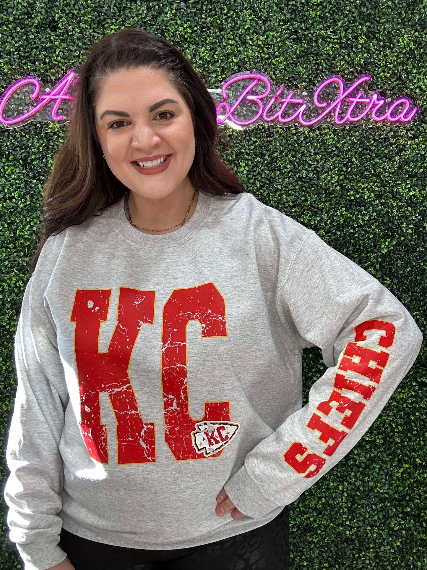 KC Chiefs Ash Sleeve Sweatshirt